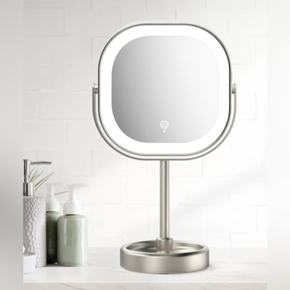 NEW Conair Lighted Halo Square Mirror | 1x/10x Magnification, Touch Light | NIB